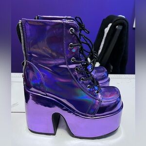 Demonia Purple Holographic Boots
